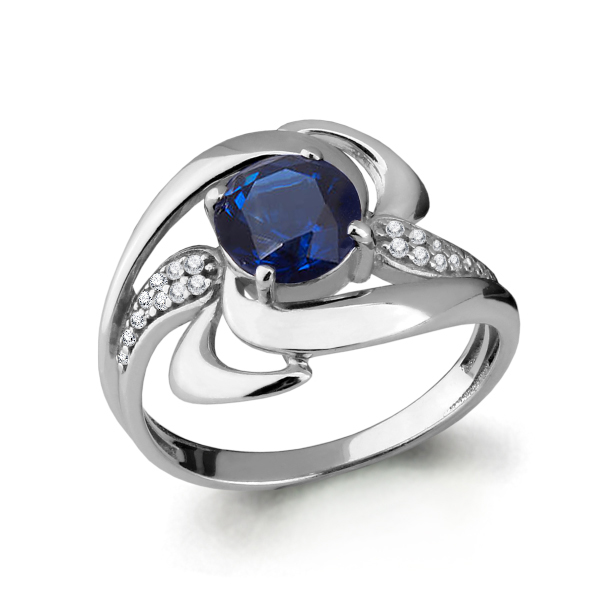 65875Б Кольцо из Серебра с наносапфиром, фианитами из коллекции "Клеопатра"