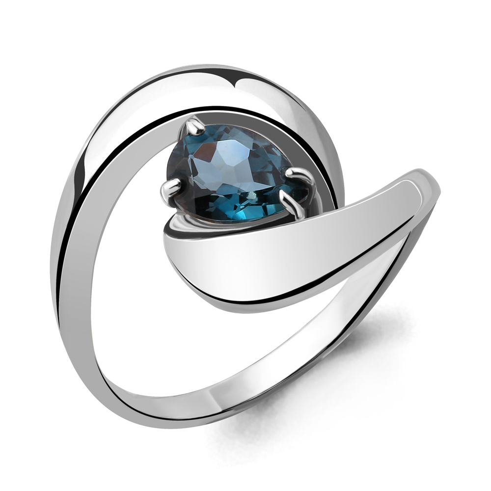 6590008 Кольцо из Серебра с топазом лондон блю из коллекции "Лагуна"