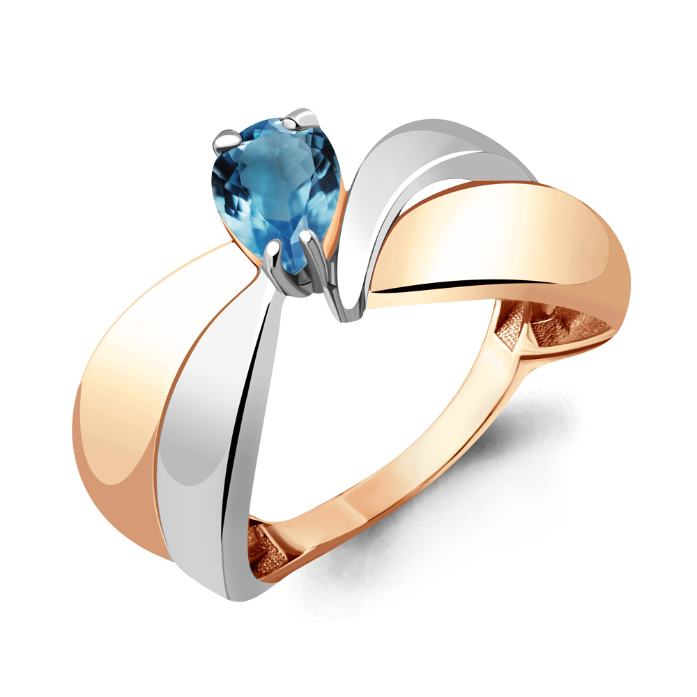 6590108 Кольцо из Золота с топазом лондон блю из коллекции "Лагуна"