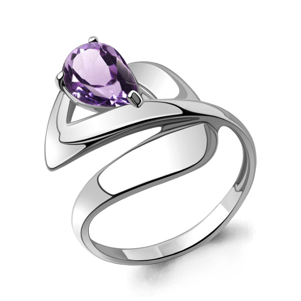 6590404 Кольцо из Серебра с аметистом из коллекции "Лагуна"