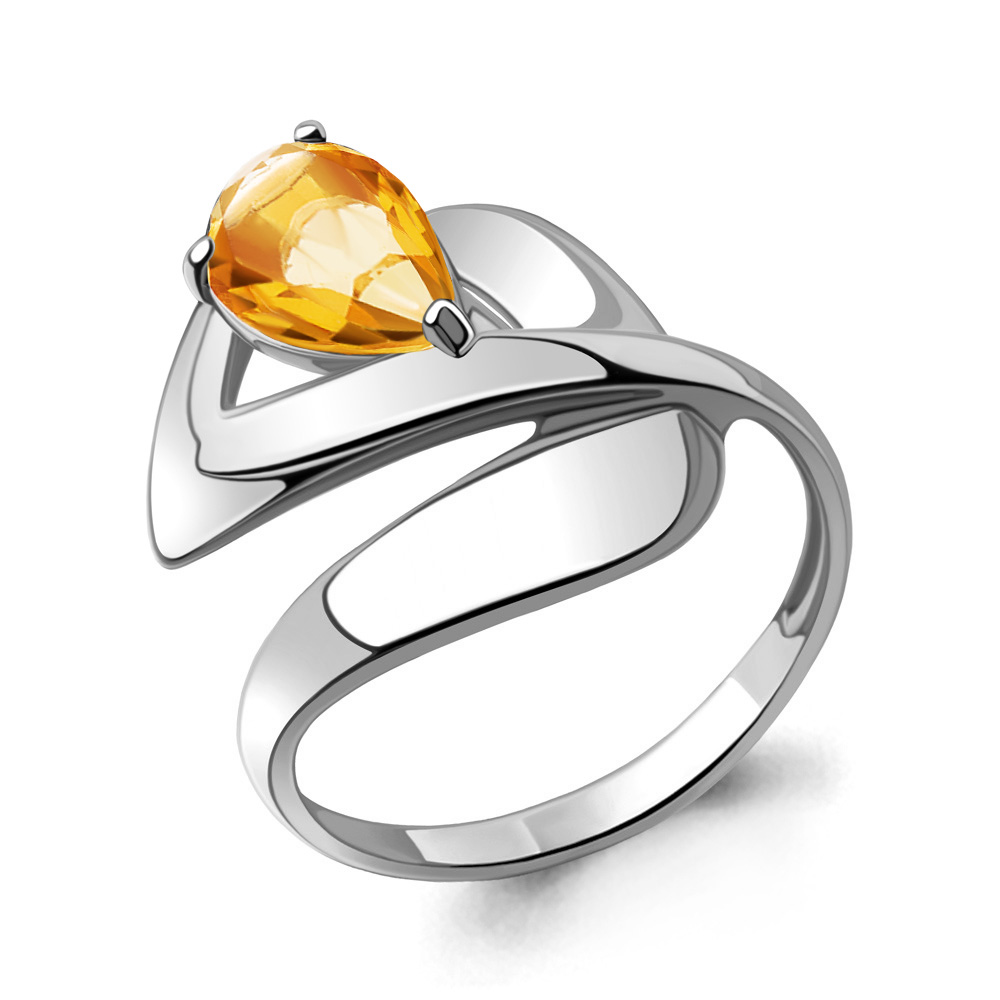 6590406 Кольцо из Серебра с цитрином из коллекции "Лагуна"