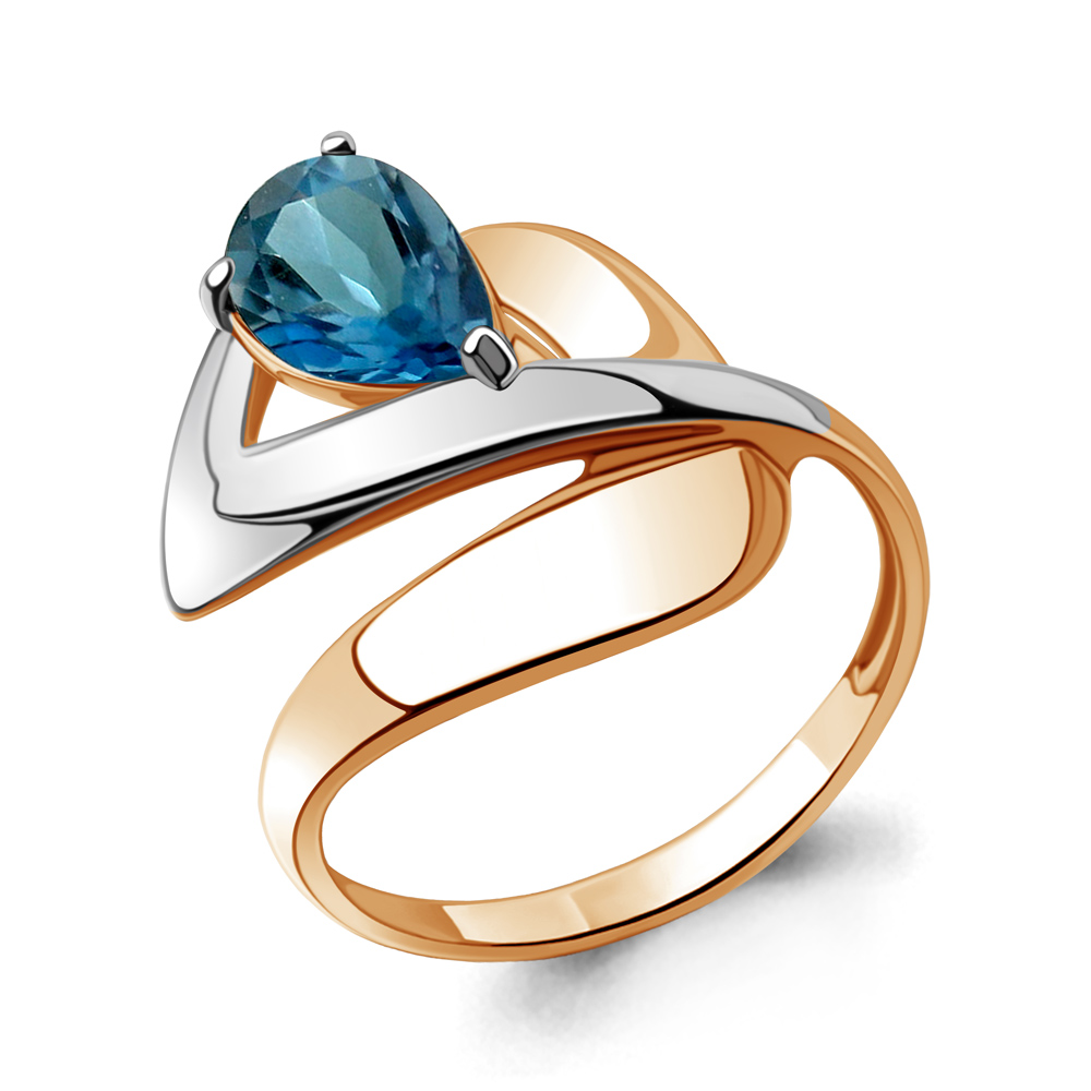 6590408 Кольцо из Золота с топазом лондон блю из коллекции "Лагуна"