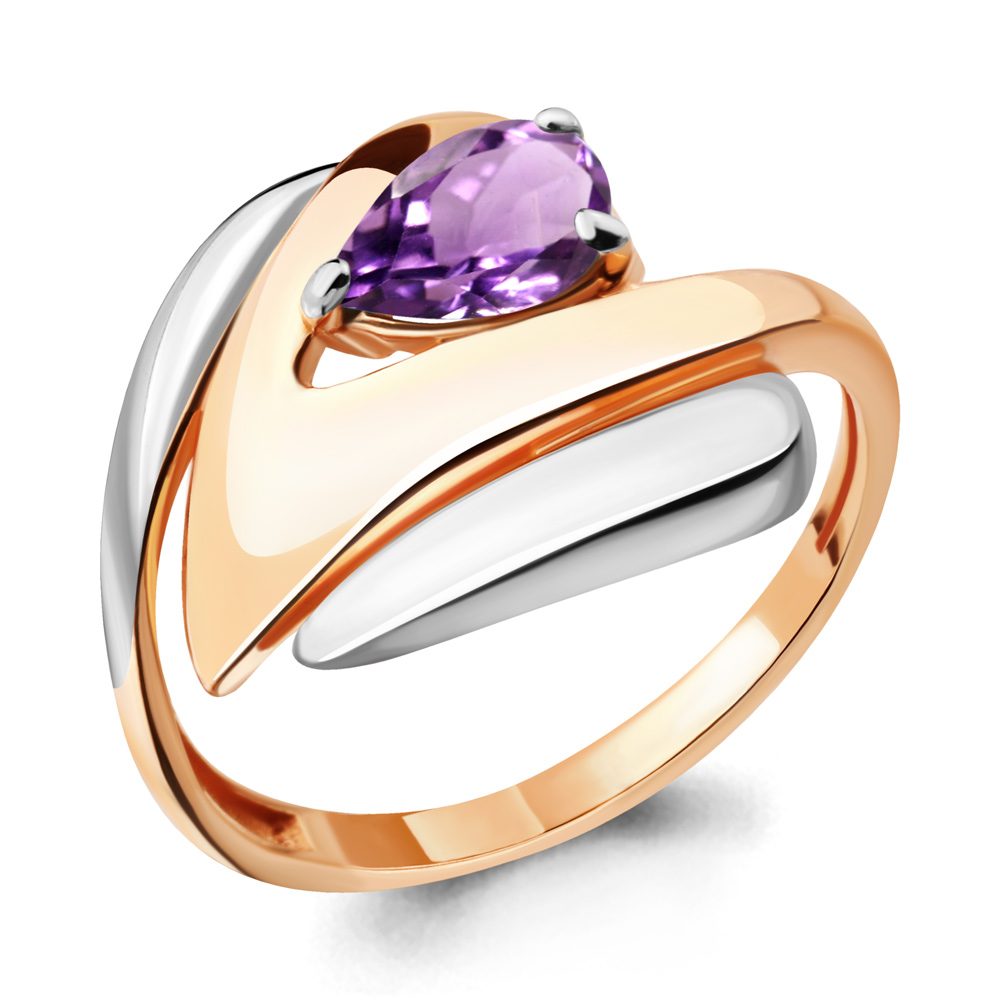6590504 Кольцо из Золота с аметистом из коллекции "Лагуна"