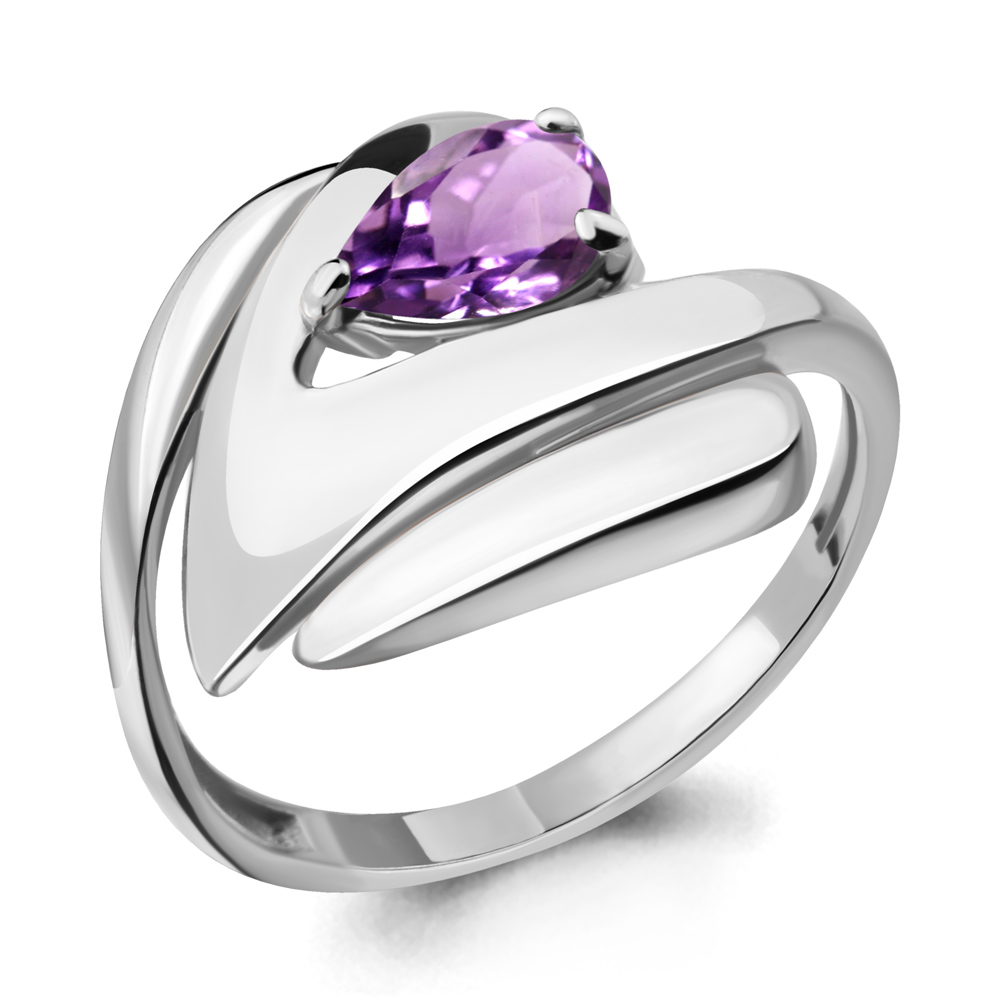 6590504 Кольцо из Серебра с аметистом из коллекции "Лагуна"