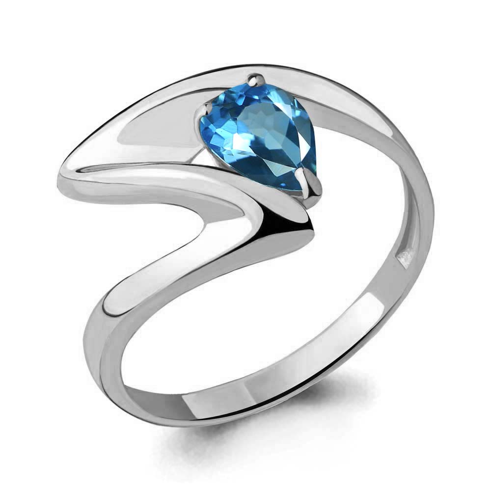 6590605 Кольцо из Серебра с топазом свисс блю из коллекции "Лагуна"