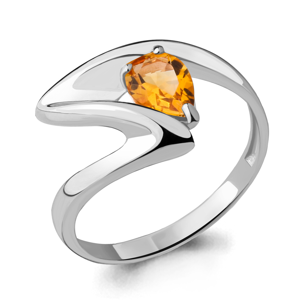 6590606 Кольцо из Серебра с цитрином из коллекции "Лагуна"