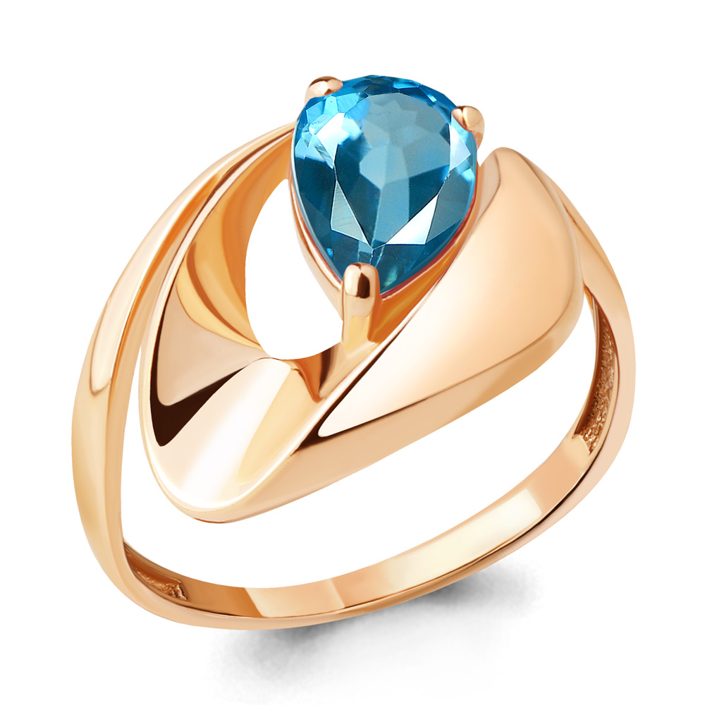6590705 Кольцо из Золота с топазом свисс блю из коллекции "Лагуна"