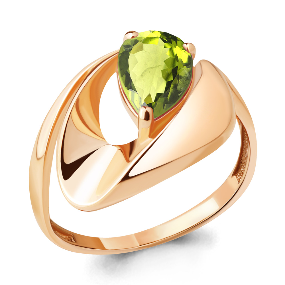 6590707 Кольцо из Золота с хризолитом из коллекции "Лагуна"