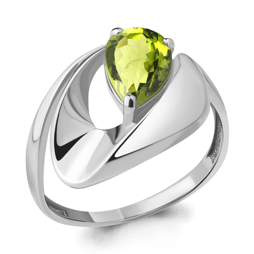 6590707 Кольцо из Серебра с хризолитом из коллекции "Лагуна"