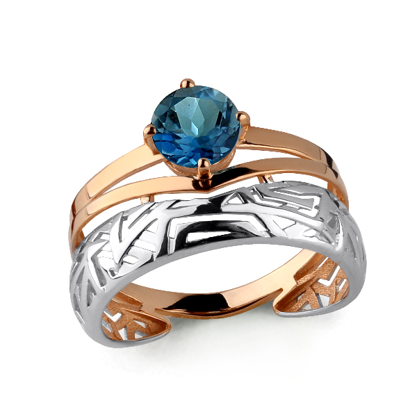 6591708 Кольцо из Золота с топазом лондон блю из коллекции "Помпеи"