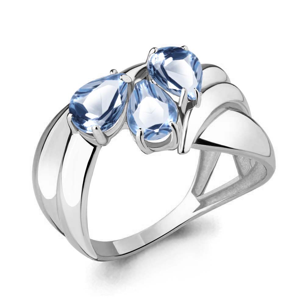 6592305 Кольцо из Серебра с топазами свисс блю из коллекции "Лагуна"