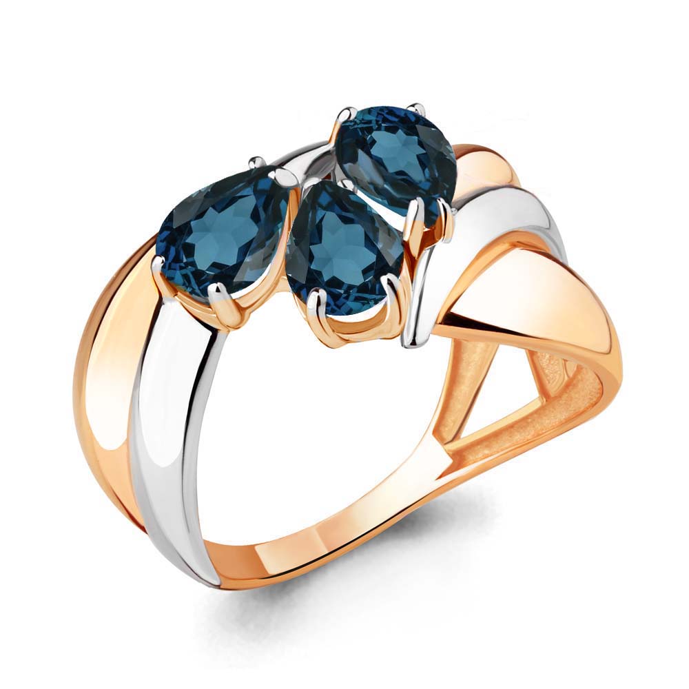 6592308 Кольцо из Золота с топазами лондон блю из коллекции "Лагуна"