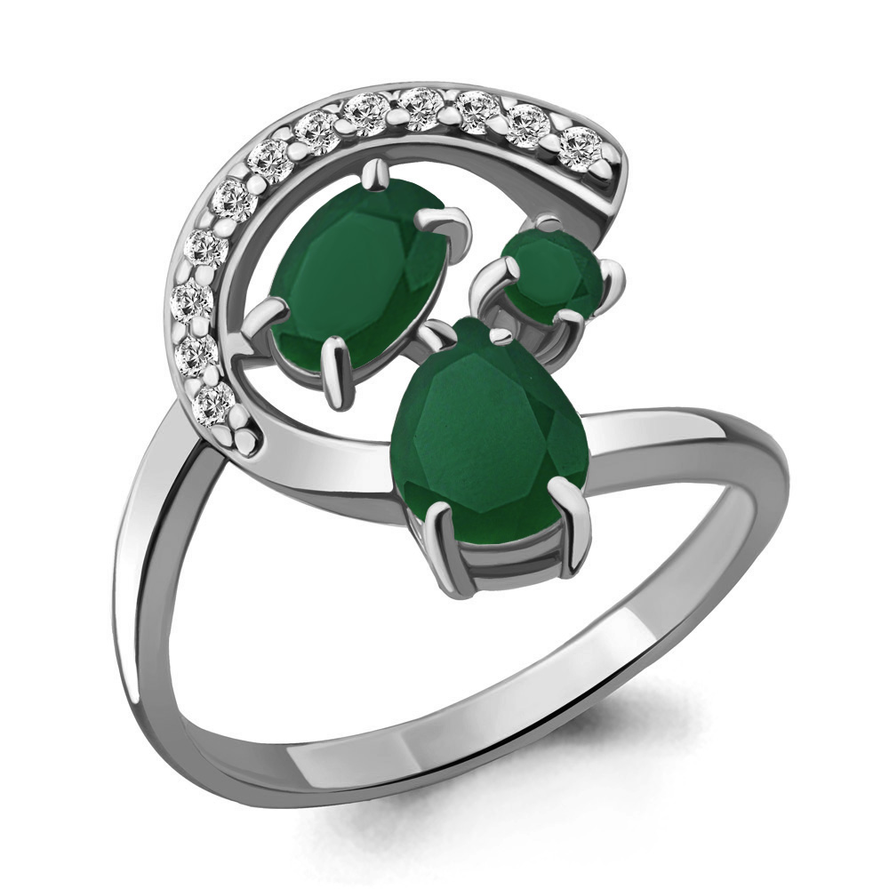 6592509А Кольцо из Серебра с агатами, фианитами