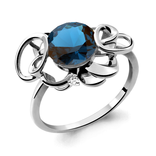 6592893А Кольцо из Серебра с нанотопазом лондон, фианитами