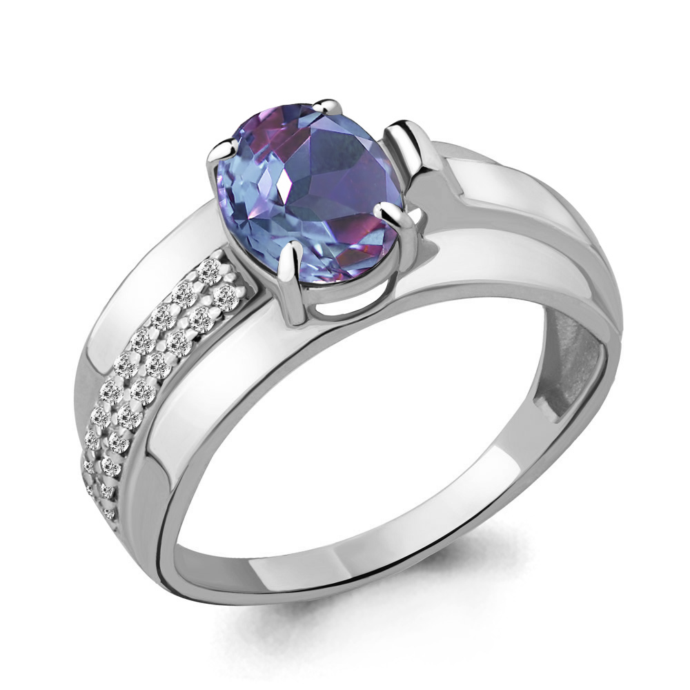 6593325А Кольцо из Серебра с алекситом лаванд. иск., фианитами из коллекции "Maxima"