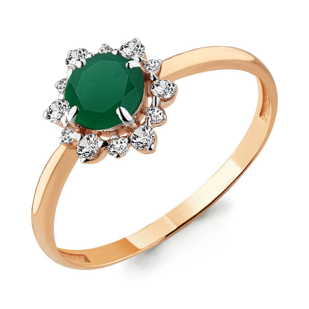 6596309А Кольцо из Золота с агатом, фианитами из коллекции "Belle"