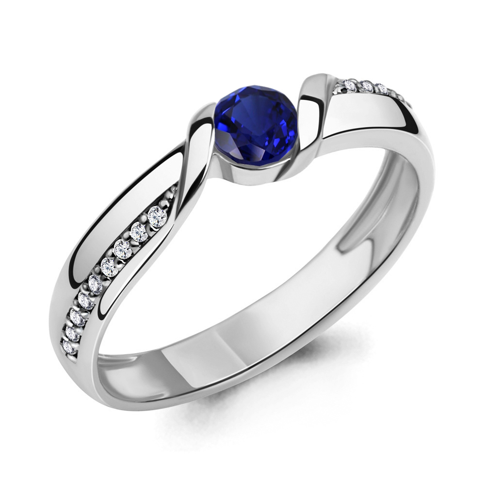 66549Б Кольцо из Серебра с наносапфиром, фианитами