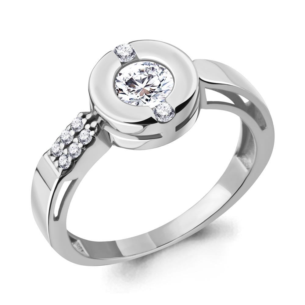 66643А Кольцо из Серебра с фианитами из коллекции "Round SW"