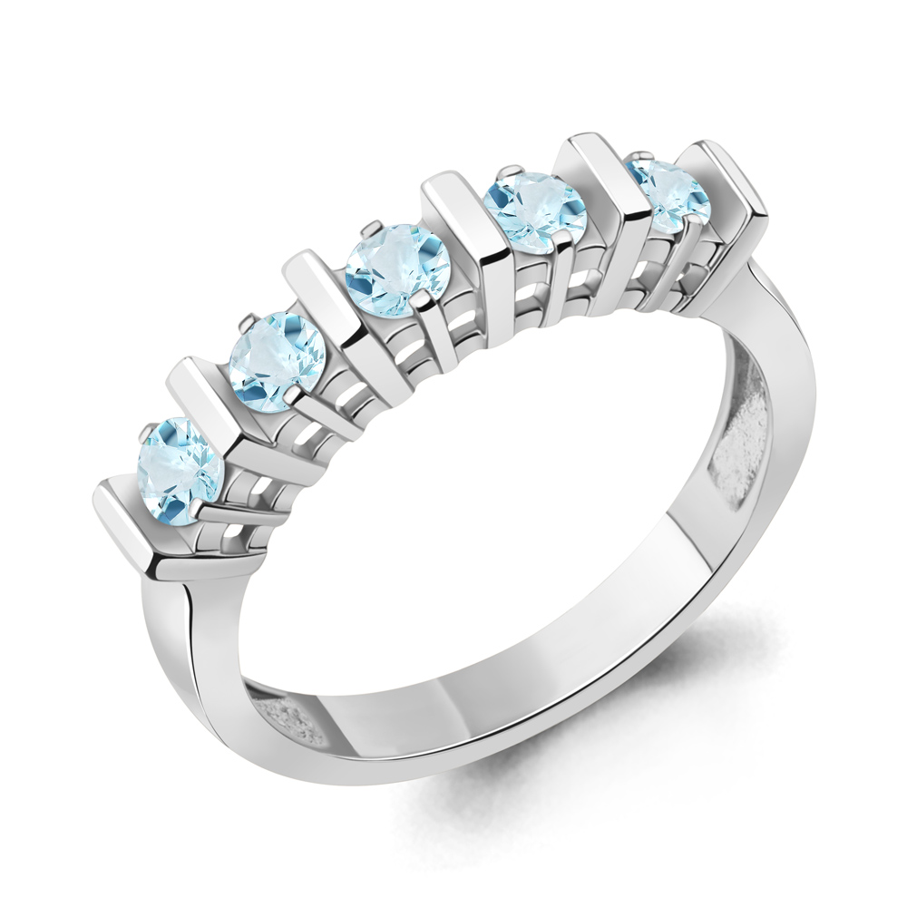 6692702 Кольцо из Серебра с топазами скай блю