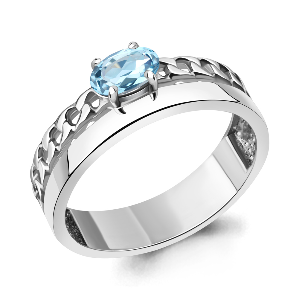 6693705 Кольцо из Серебра с топазом свисс блю