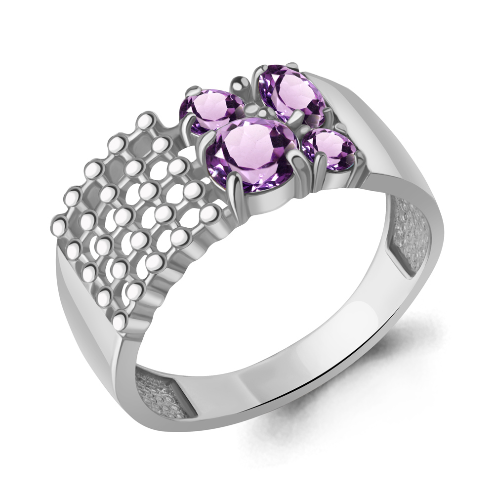 6694004 Кольцо из Серебра с аметистами