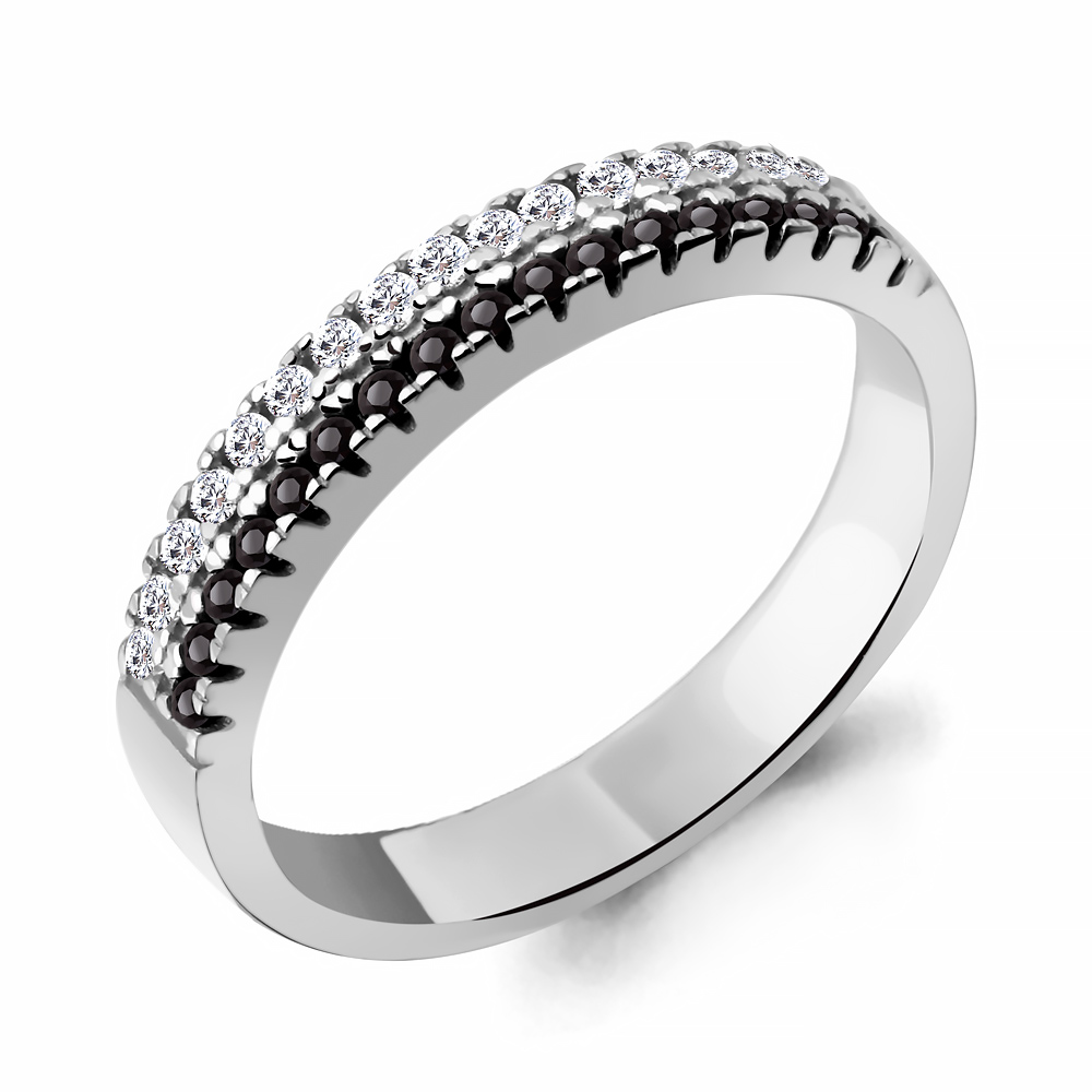 67206АЧ Кольцо из Серебра с нанокристаллами, фианитами