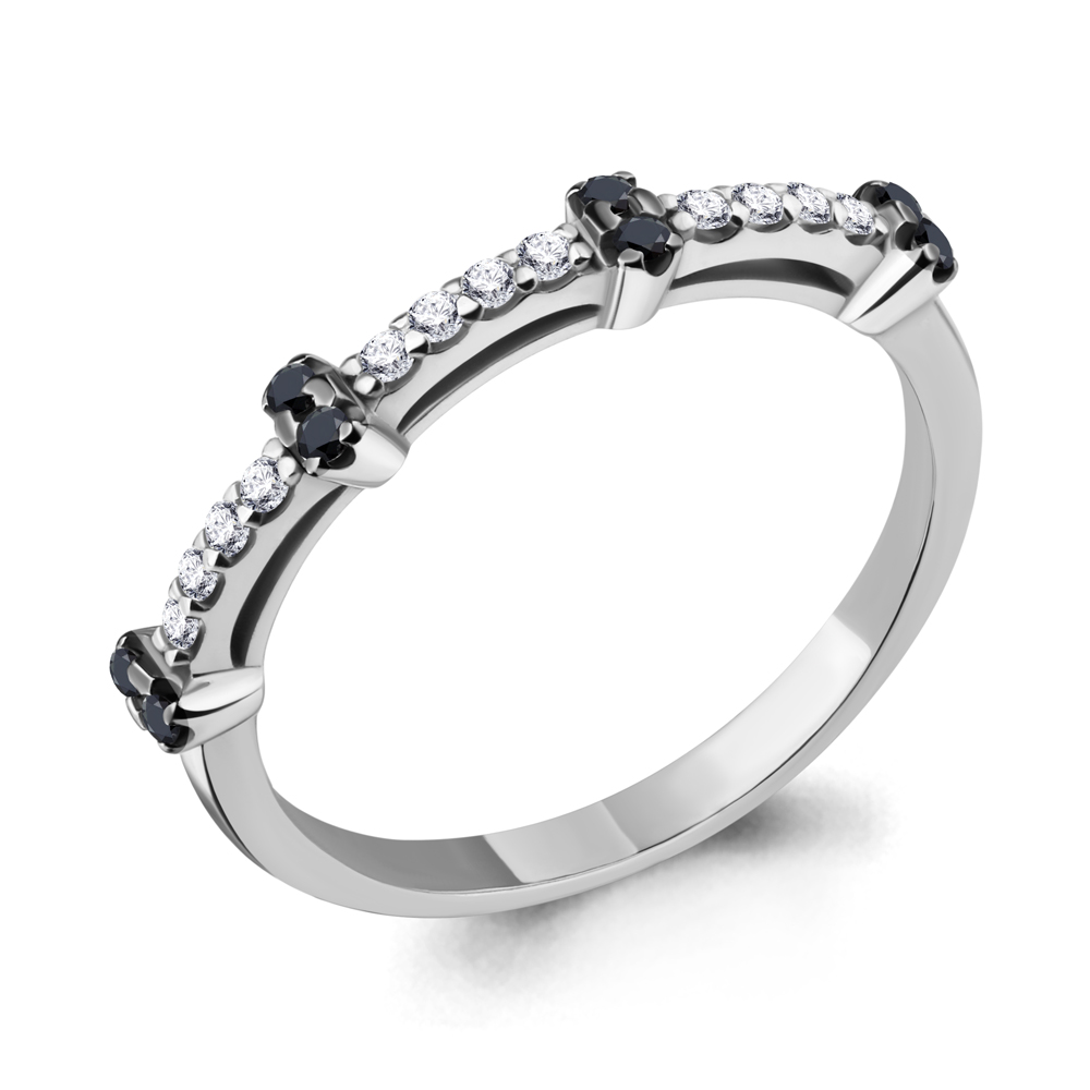 67209АЧ Кольцо из Серебра с нанокристаллами, фианитами