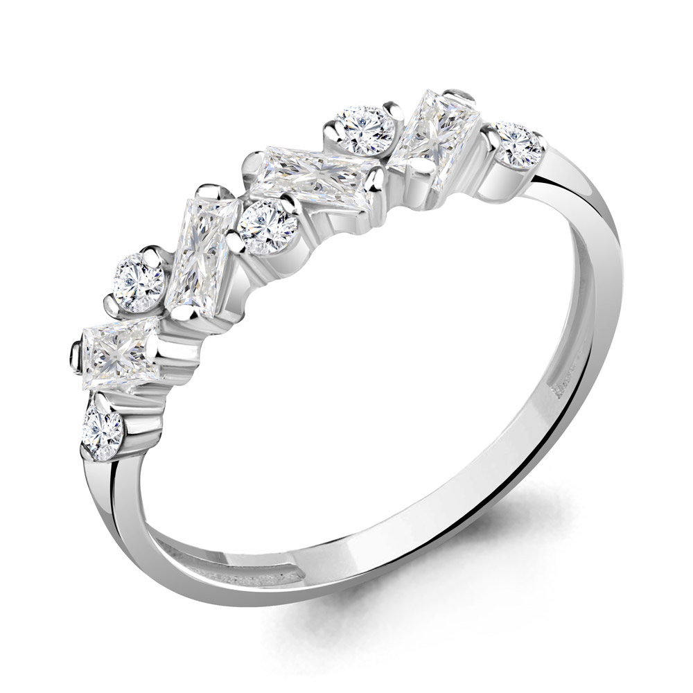 67251А Кольцо из Серебра с фианитами из коллекции "Baguette"