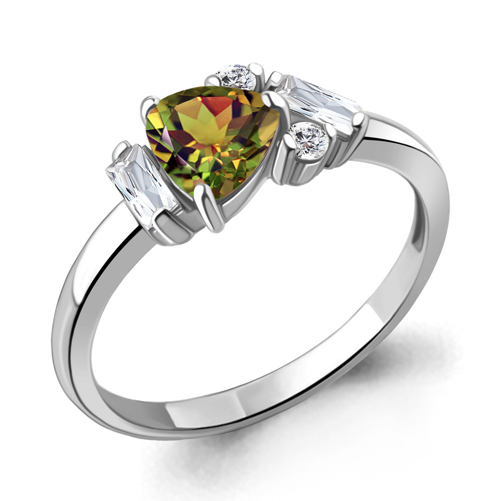 6726619А Кольцо из Серебра с султанитом иск., фианитами