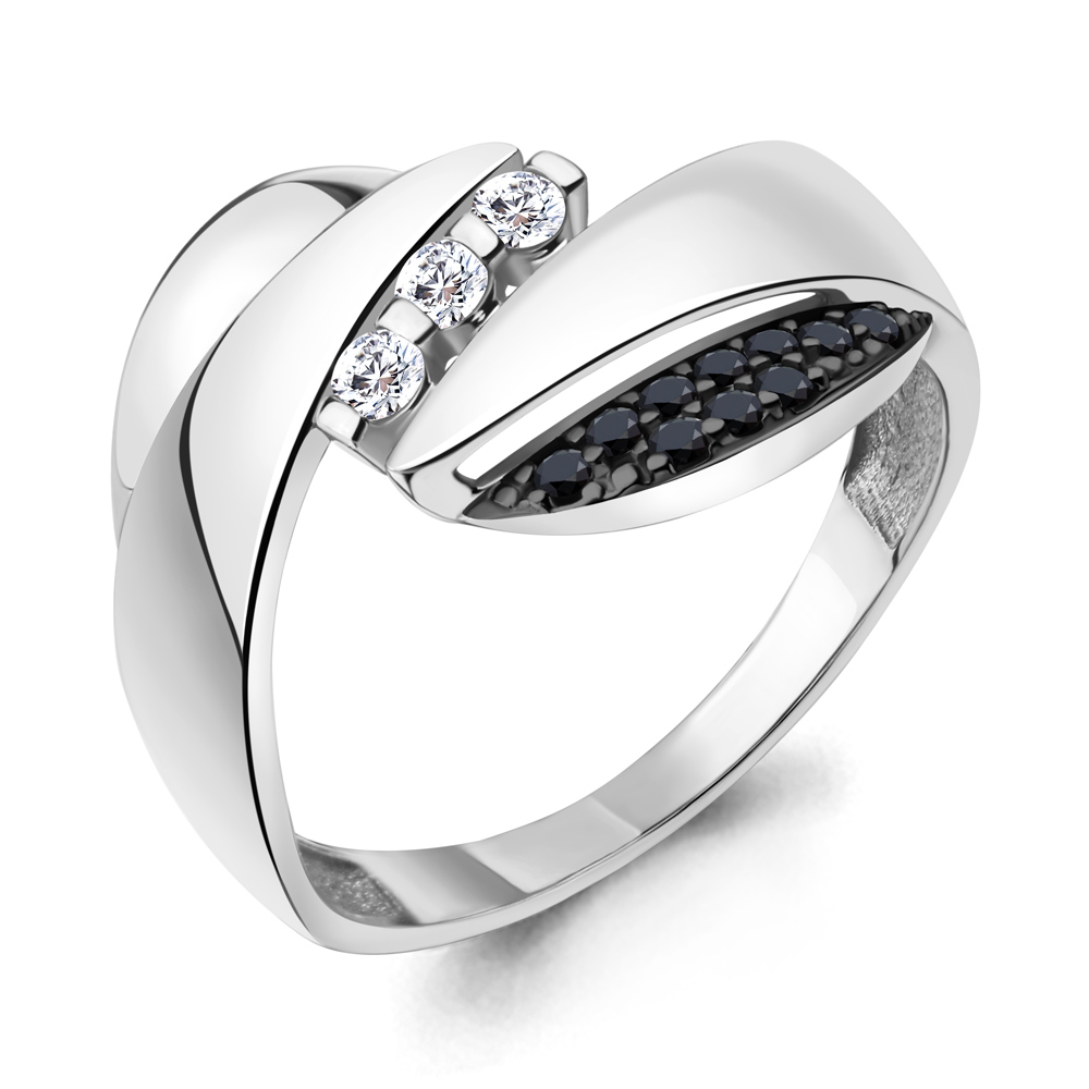 67341АЧ Кольцо из Серебра с нанокристаллами, фианитами