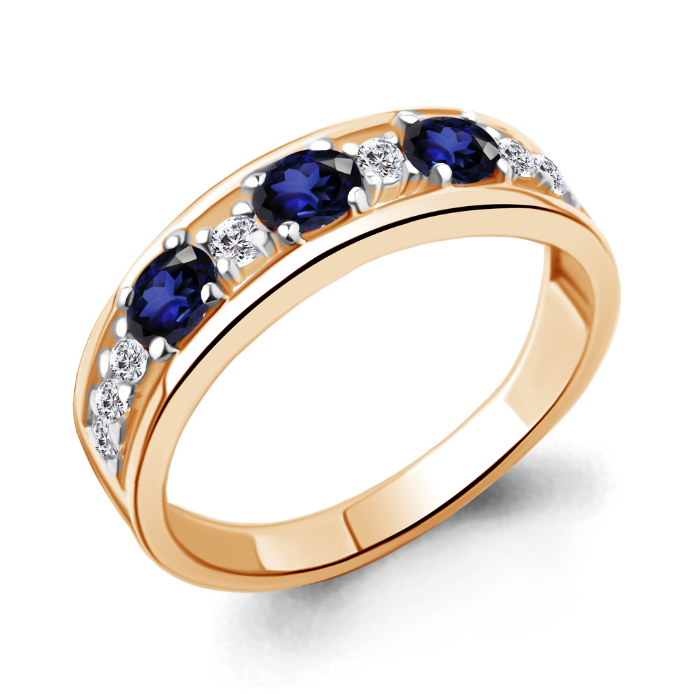 67370АБ Кольцо из Золота с наносапфирами, фианитами из коллекции "Клеопатра"