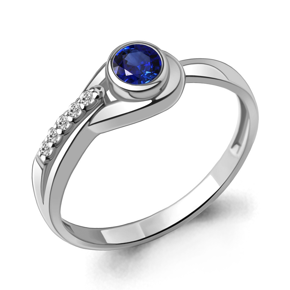 67433АБ Кольцо из Серебра с наносапфиром, фианитами из коллекции "Клеопатра"