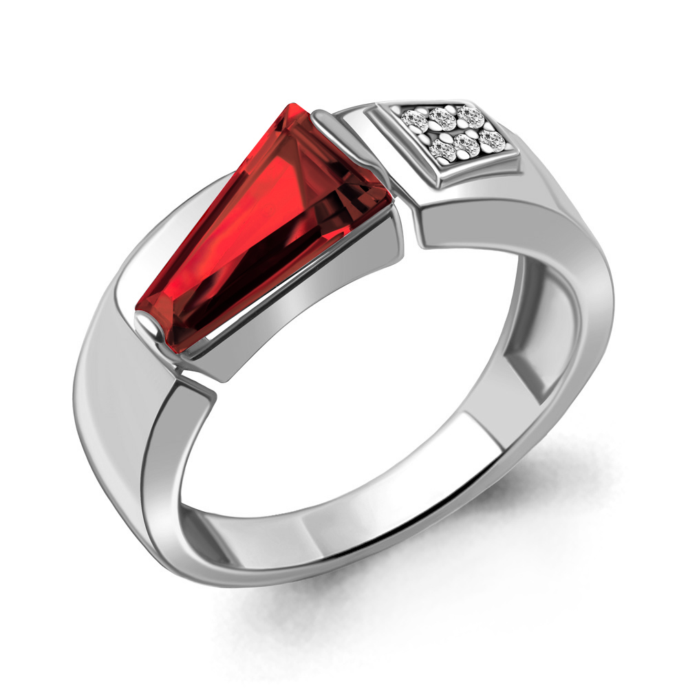6743785А Кольцо из Серебра с наногранатом, фианитами