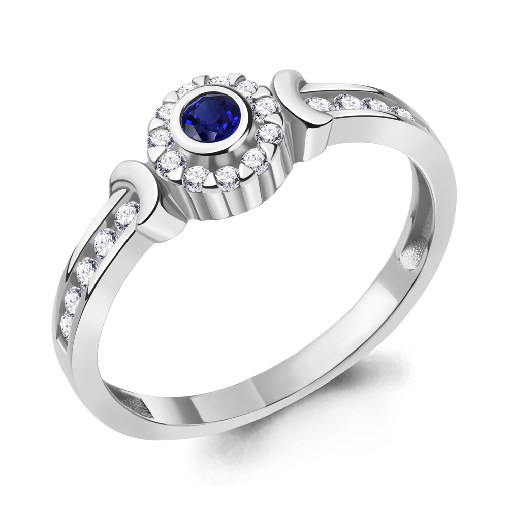 67471АБ Кольцо из Серебра с наносапфиром, фианитами