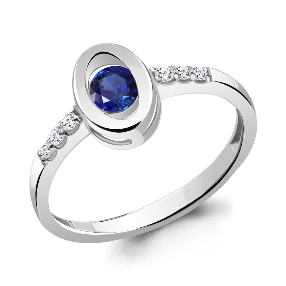 67473АБ Кольцо из Серебра с наносапфиром, фианитами