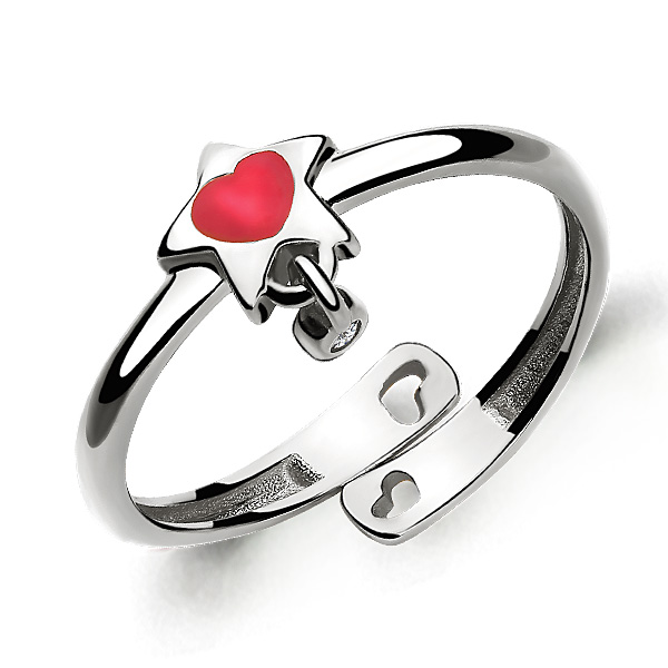 67536А Кольцо из Серебра с фианитом, эмалью из коллекции "Happy"