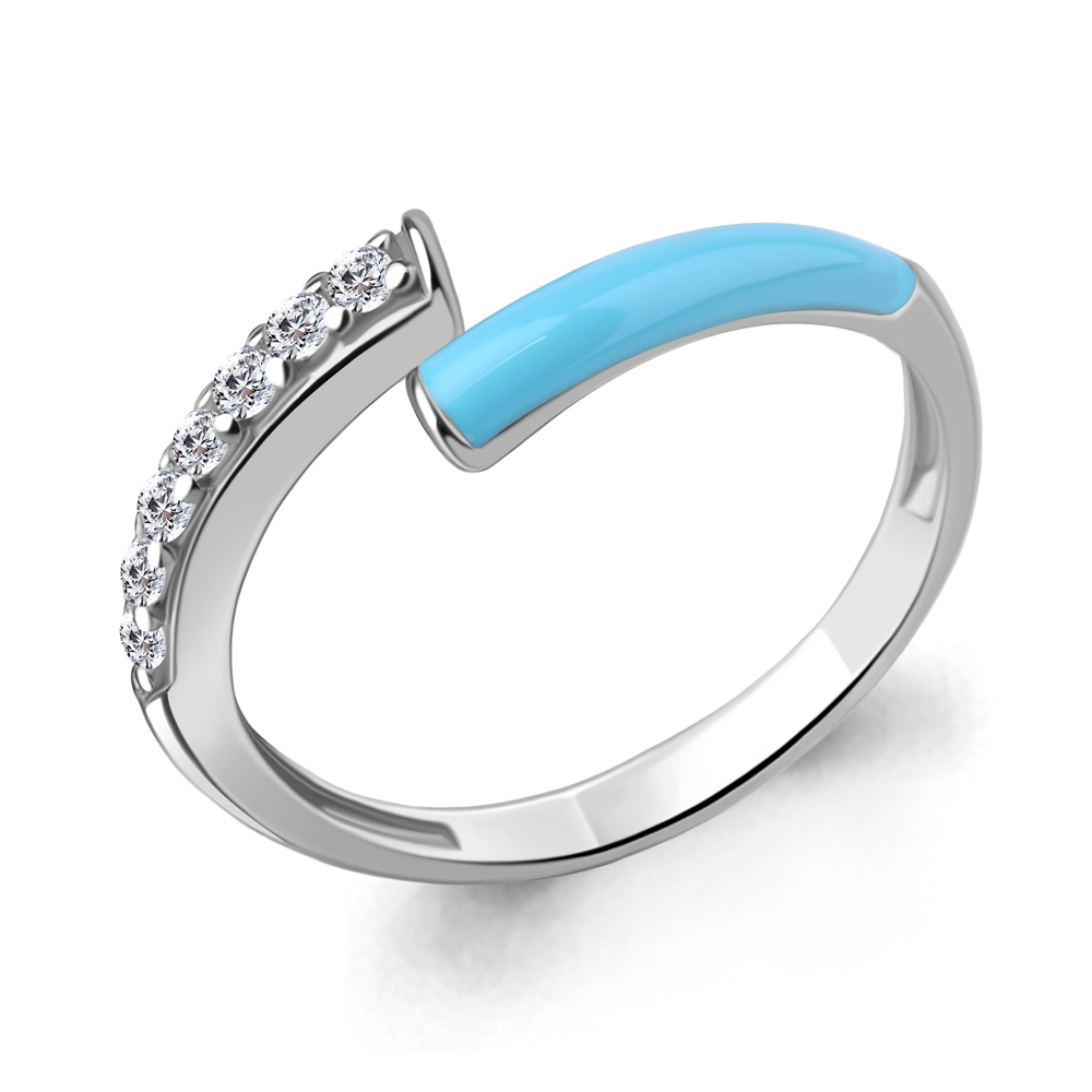 67763А Кольцо из Серебра с фианитами, эмалью из коллекции "ACID"