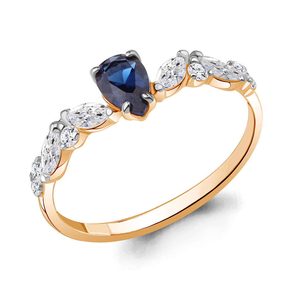 67786Н Кольцо из Золота с наносапфиром, фианитами из коллекции "Клеопатра"