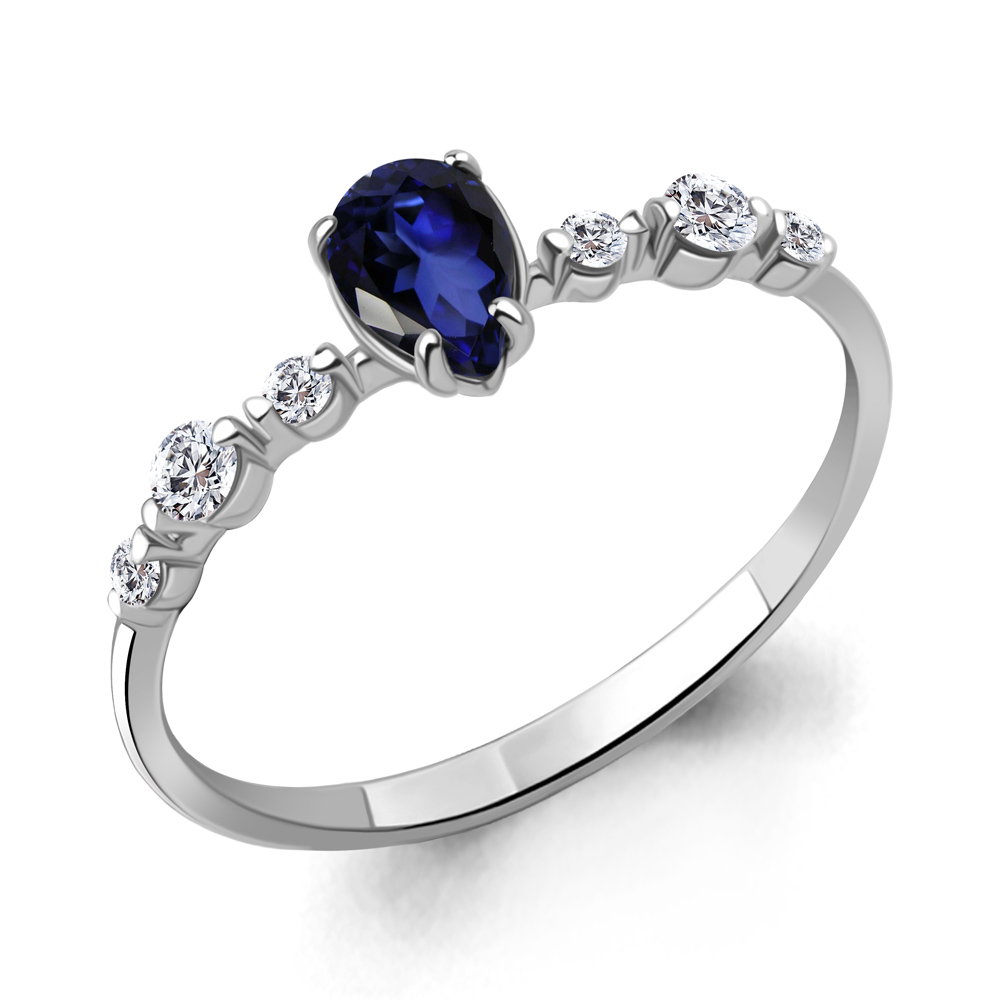 67787Н Кольцо из Серебра с наносапфиром, фианитами из коллекции "Клеопатра"