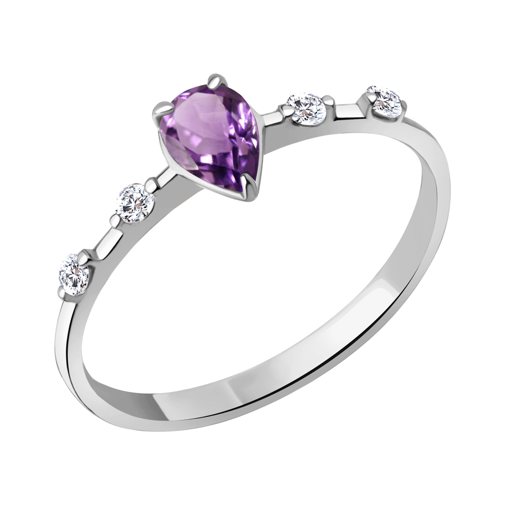 6778804 Кольцо из Серебра с аметистом, фианитами