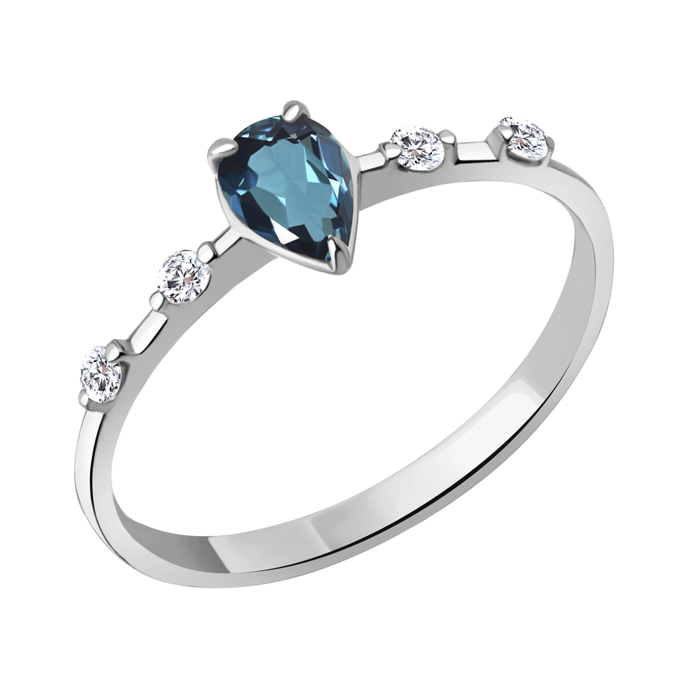 6778808 Кольцо из Серебра с топазом лондон блю, фианитами