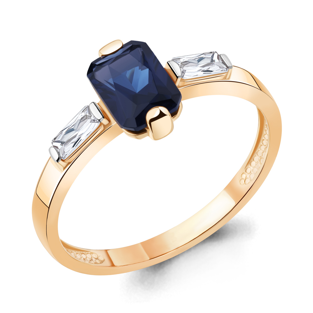 67804Н Кольцо из Золота с наносапфиром, фианитами из коллекции "Клеопатра"