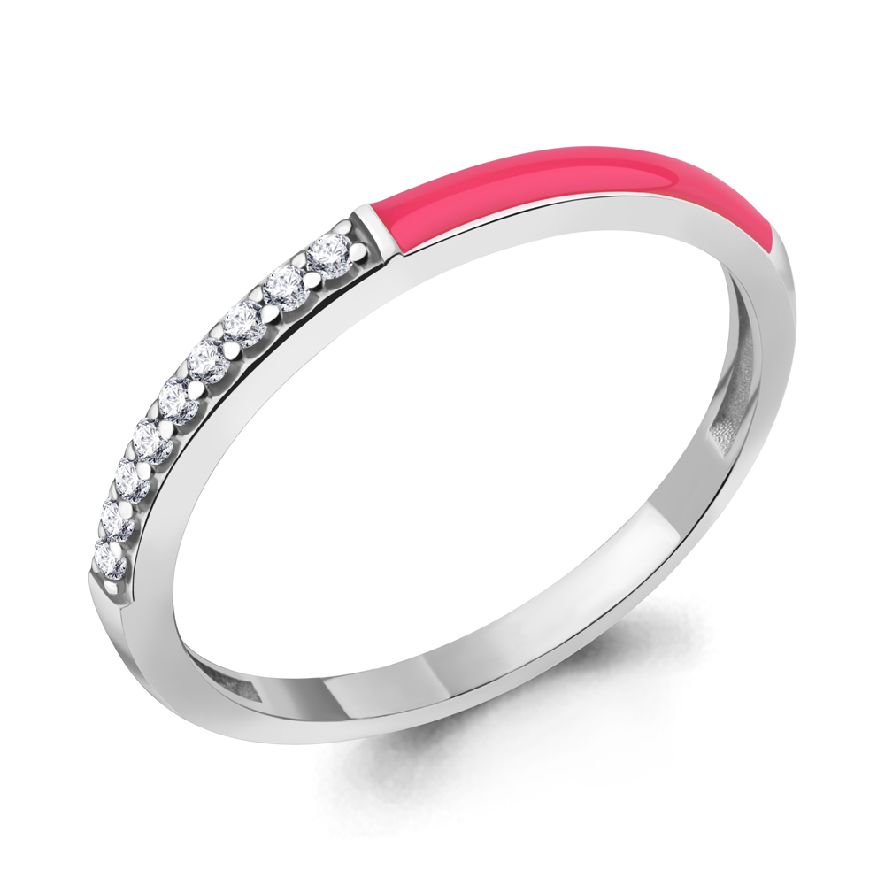 67808А Кольцо из Серебра с фианитами, эмалью