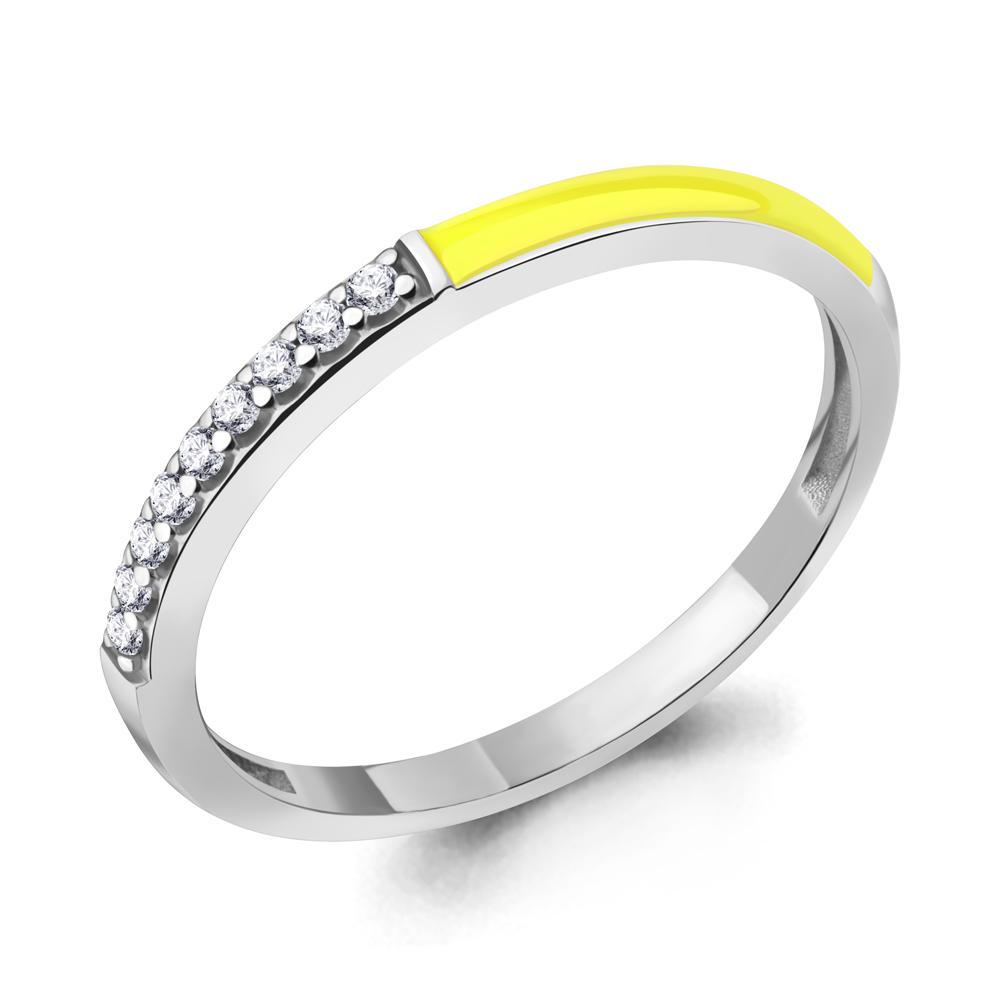 67810А Кольцо из Серебра с фианитами, эмалью