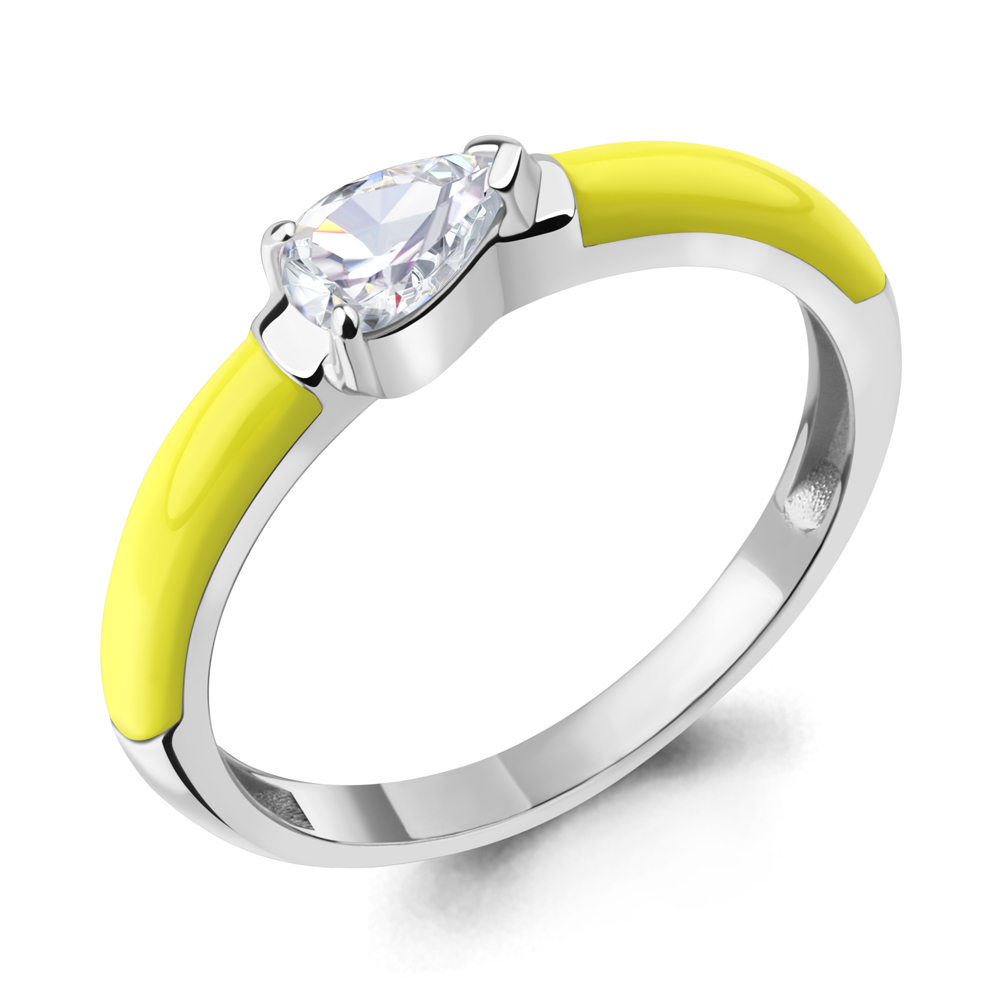 67831 Кольцо из Серебра с фианитом, эмалью из коллекции "ACID"