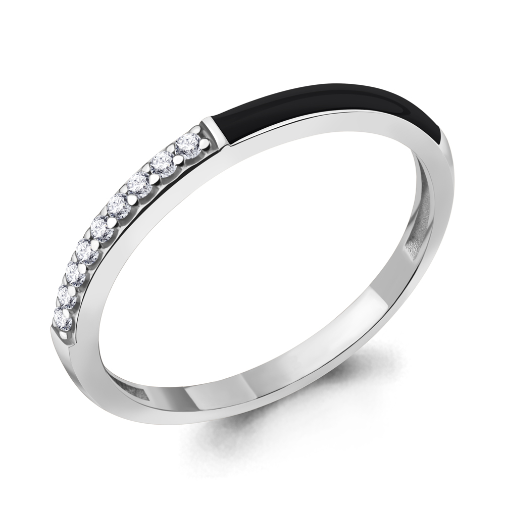 67883А Кольцо из Серебра с фианитами, эмалью