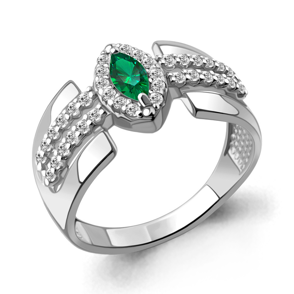 67906АГ Кольцо из Серебра с стеклом, фианитами