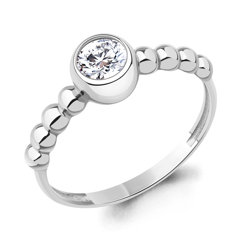 67911А Кольцо из Серебра с фианитом из коллекции "Bubbles"