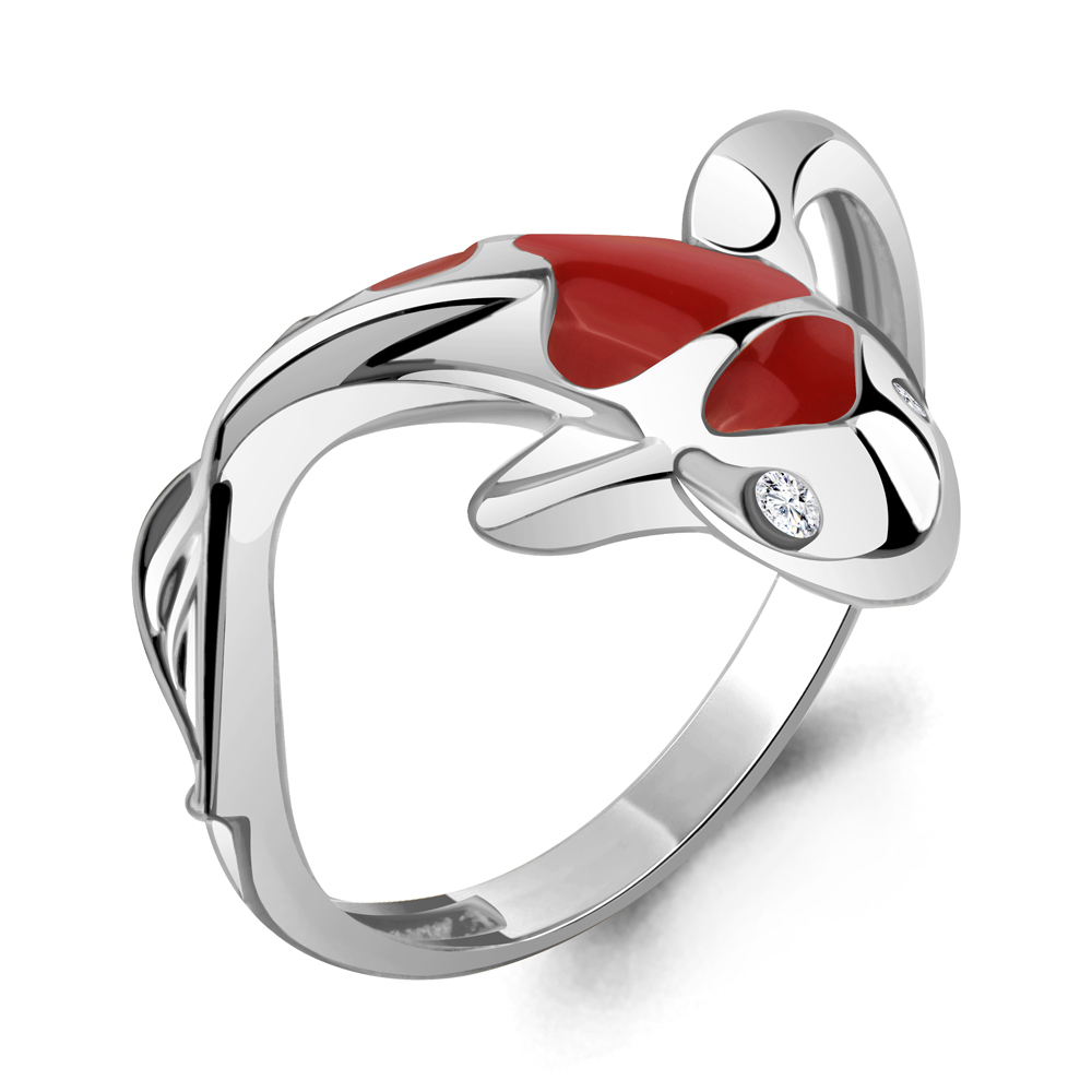 67925А Кольцо из Серебра с фианитами, эмалью