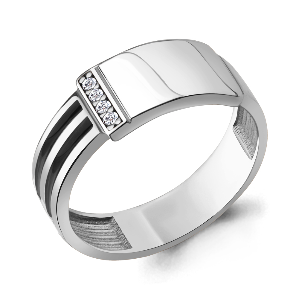 67975А Кольцо из Серебра с фианитами, эмалью